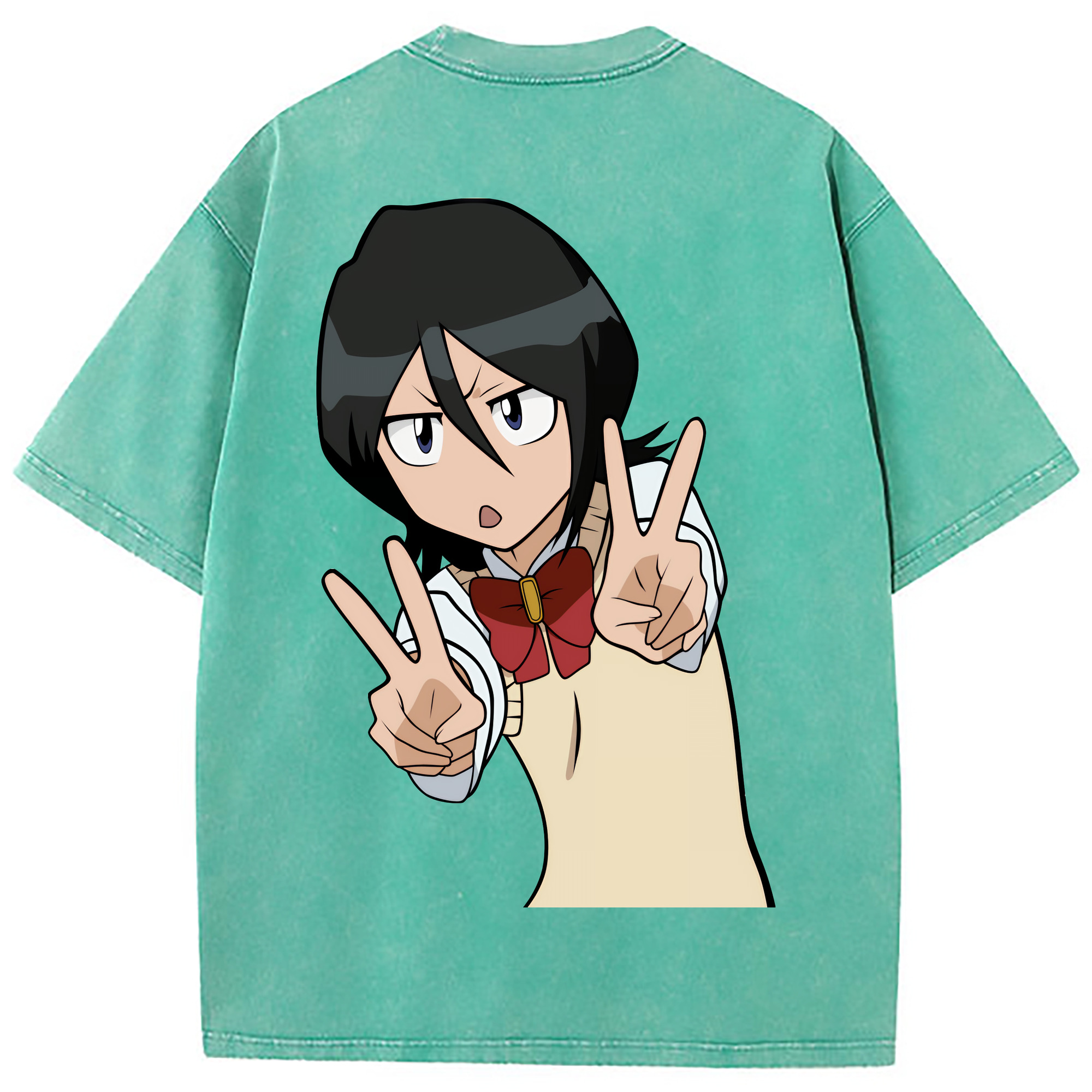 （画像用） ブリーチ 朽木ルキア BLEACH Kuchiki Rukia 綿100% ヴィンテージ風 半袖Tシャツ（背面プリント）